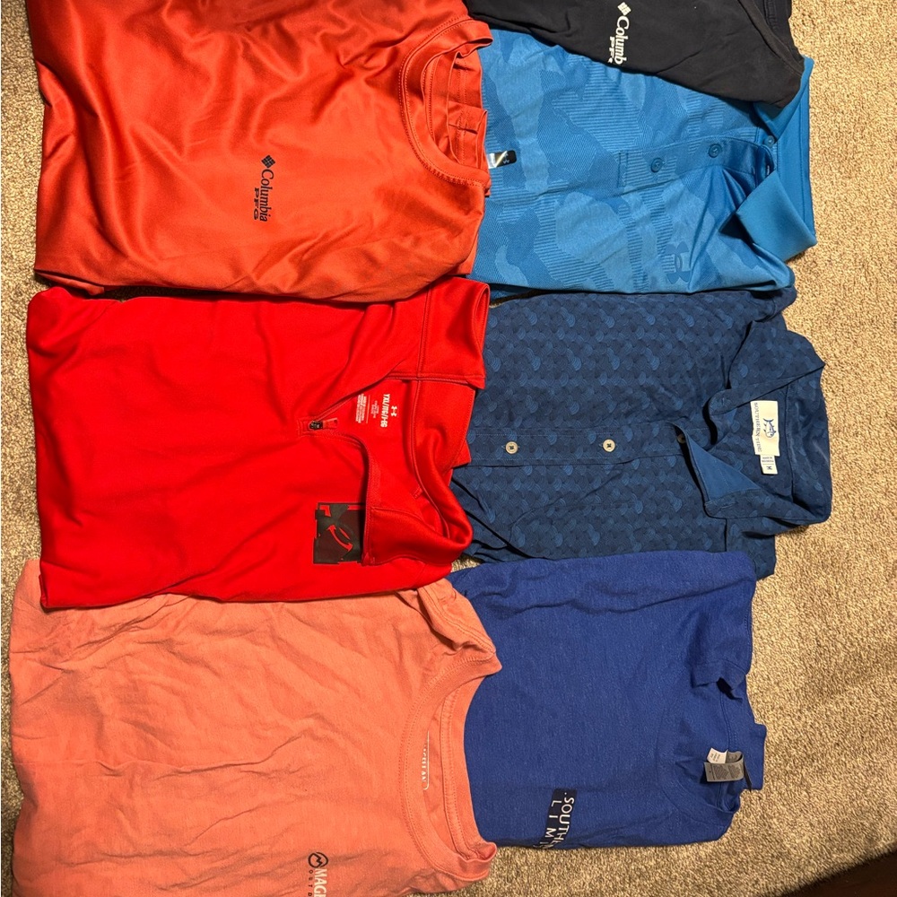 Columbia Men's Casual Shirts - Red, Coral, Blue, Navy